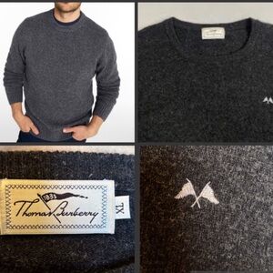Men's Burberry Crewneck LambsWool Blend Sweater - Charcoal Gray